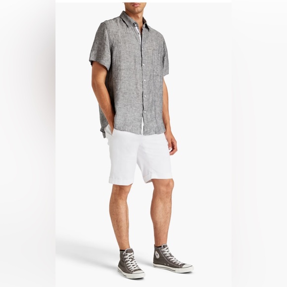 🔥 $195 rag & bone New York Gus S/S Linen Button Down Shirt Black / Grey Sz S 🔥 - Picture 2 of 11